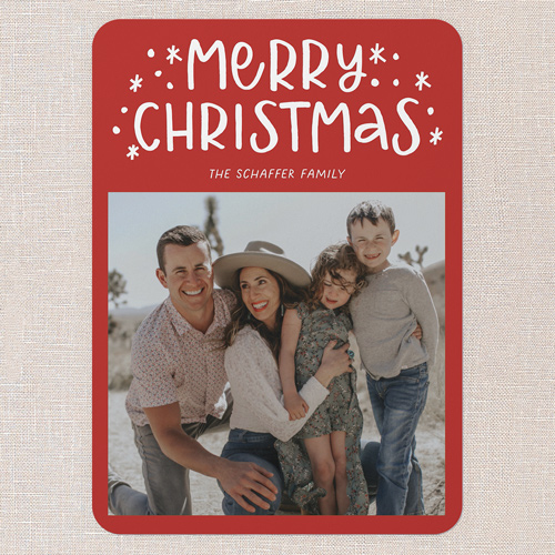 Festive Doodles Holiday Card, Red, 5x7 Flat, Christmas, Matte, Signature Smooth Cardstock, Rounded, Radish