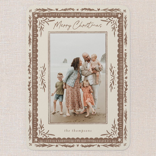 Woodland Blessings Holiday Card, Beige, 5x7 Flat, Christmas, Standard Smooth Cardstock, Rounded, Cream