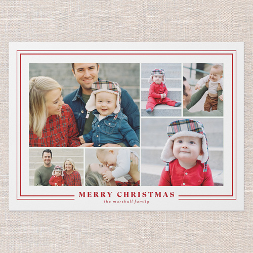 Heritage Accent Holiday Card, Red, 5x7 Flat, Christmas, 100% Recycled Cardstock , Square, Apple