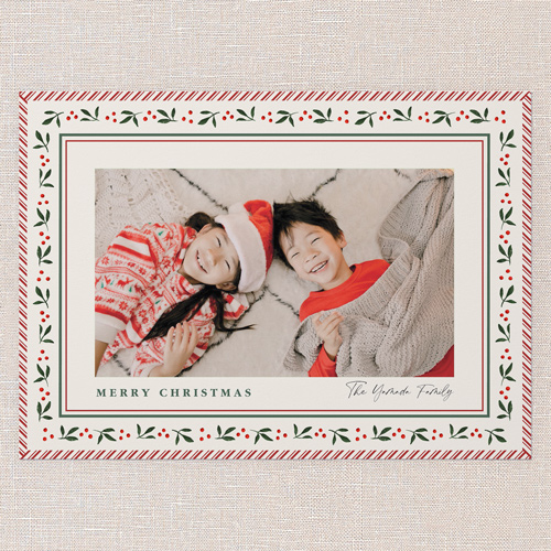 Cheerful Frame Holiday Card, Red, 5x7 Flat, Christmas, Luxe Double-Thick Cardstock, Square, Apple