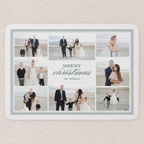 Timeless Moments Holiday Card, Green, 5x7 Flat, Christmas, 100% Recycled Cardstock , Rounded, Tropical