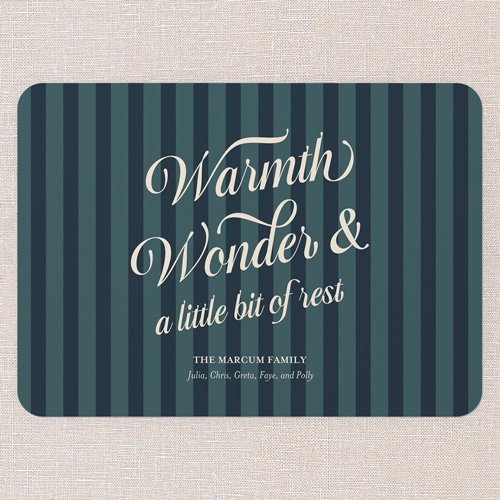 Giftwrapped Holiday Card, Blue, 5x7 Flat, Holiday, Pearl Shimmer Cardstock, Rounded, Navy