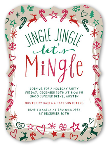 Jingle Jingle Mingle 5x7 Party Invitation  Holiday 