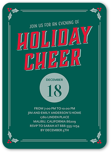 Modern Evergreen Holiday Invitation, Green, 5x7, Holiday, Standard Smooth Cardstock, Rounded