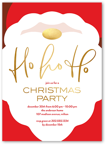Santa Claus Festivities Holiday Invitation, Red, 5x7 Flat, Christmas, Standard Smooth Cardstock, Square