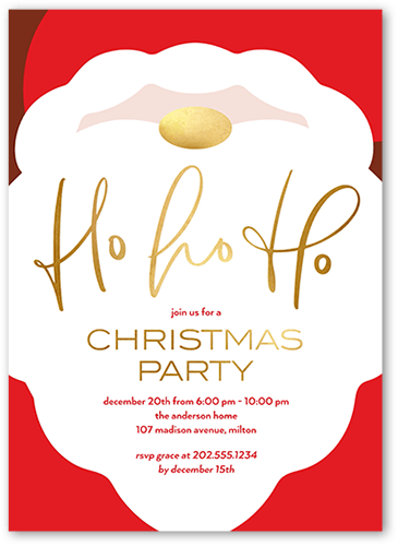 Santa Claus Festivities Holiday Invitation, Red, 5x7 Flat, Christmas, 100% Recycled Cardstock , Square