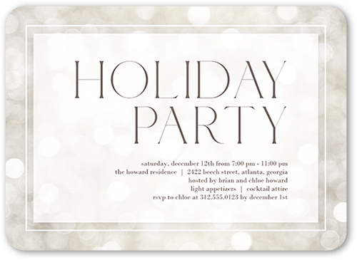 Bubbly Party Holiday Invitation, Beige, 5x7 Flat, Holiday, Matte, Signature Smooth Cardstock, Rounded