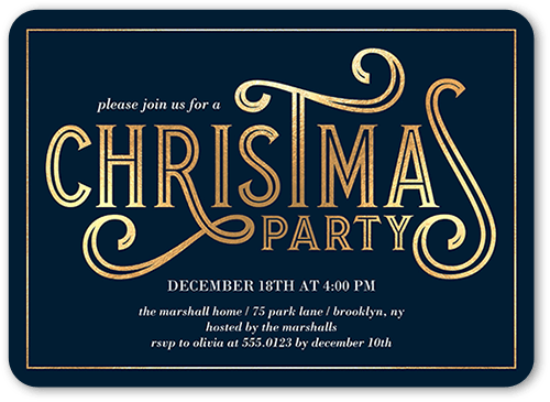 Deco Party Holiday Invitation, Rounded Corners