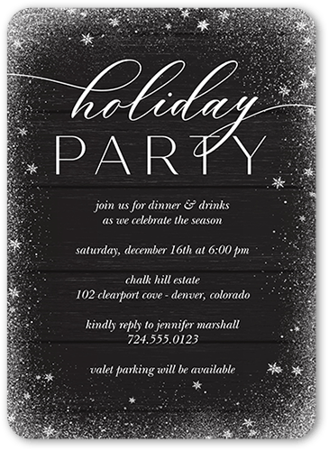 Snowy Winter Holiday Invitation, Rounded Corners
