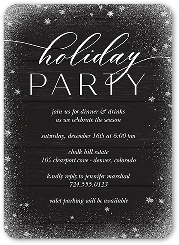 Snowy Winter Holiday Invitation, Black, 5x7 Flat, Holiday, Standard Smooth Cardstock, Rounded
