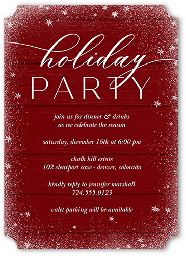 Snowy Winter Holiday Invitation, Red, 5x7, Holiday, Matte, Signature Smooth Cardstock, Ticket