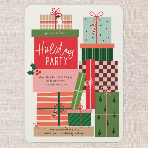 Gracious Gifts Holiday Invitation, Red, 5x7 Flat, Holiday, Standard Smooth Cardstock, Rounded