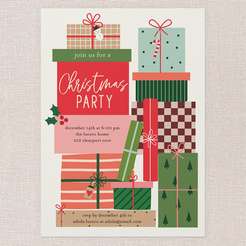 Gracious Gifts Holiday Invitation, Red, 5x7 Flat, Christmas, Pearl Shimmer Cardstock, Square