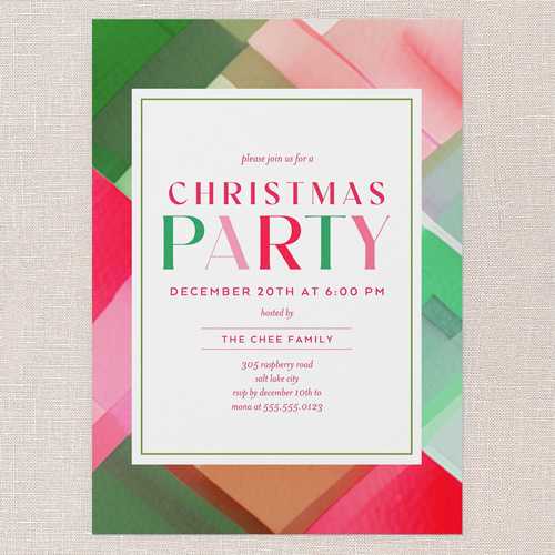 Prismatic Plaid Holiday Invitation, Pink, 5x7 Flat, Christmas, Luxe Double-Thick Cardstock, Square