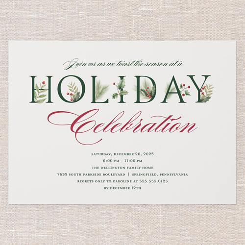 Elegant Gathering Holiday Invitation, Beige, 5x7 Flat, Holiday, Matte, Signature Smooth Cardstock, Square, Beige