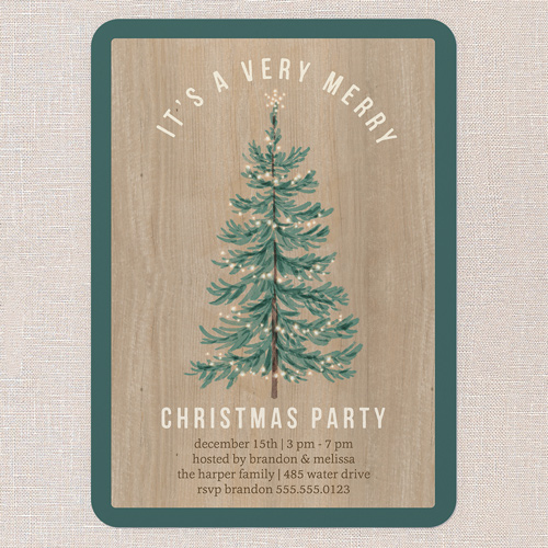 Twinkle Pine Gathering Holiday Invitation, Green, 5x7 Flat, Christmas, Matte, Signature Smooth Cardstock, Rounded, Tropical