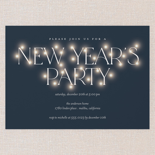 Luminous Gathering Holiday Invitation, White, 5x7 Flat, New Year, Standard Smooth Cardstock, Square, White