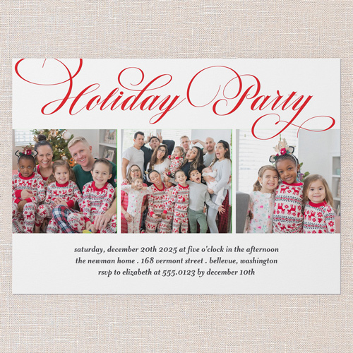 Swirl Invitation Holiday Invitation, Red, 5x7 Flat, Holiday, Standard Smooth Cardstock, Square, Red