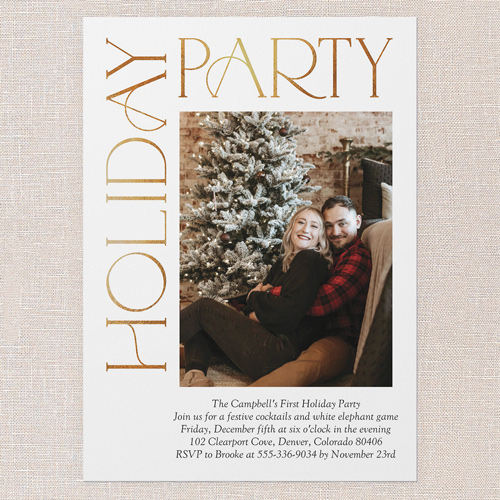 Shiny Serif Holiday Invitation, White, 5x7 Flat, Holiday, Matte, Signature Smooth Cardstock, Square, White