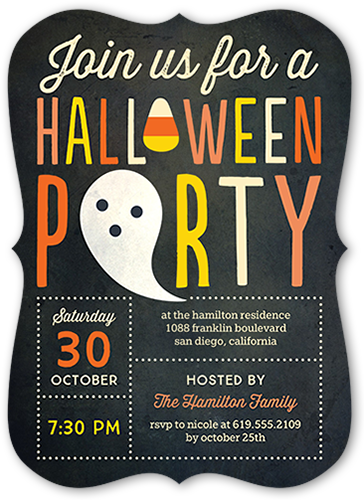 Spooky Party Halloween Invitation, Grey, Pearl Shimmer Cardstock, Bracket