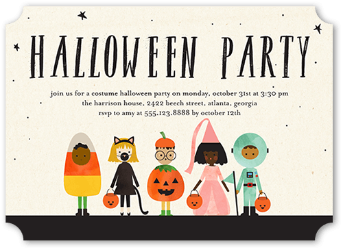 Frightful Festivity  Halloween Invitation, Black, 5x7 Flat, Pearl Shimmer Cardstock, Ticket