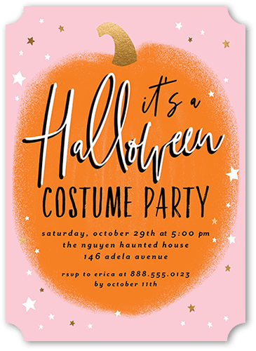 Pumpkin Party Halloween Invitation, Pink, 5x7, Pearl Shimmer Cardstock, Ticket