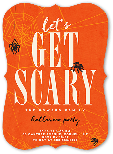 Lets Get Scary Halloween Invitation, Orange, 5x7 Flat, Matte, Signature Smooth Cardstock, Bracket