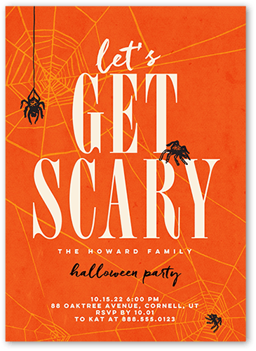 Lets Get Scary Halloween Invitation, Orange, 5x7 Flat, Matte, Signature Smooth Cardstock, Square