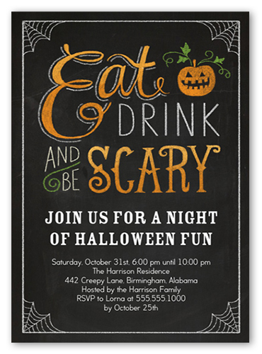 Creepy Cobwebs Halloween Invitation, Black, Matte, Signature Smooth Cardstock, Square