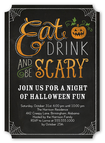 Creepy Cobwebs Halloween Invitation, Black, 100% Recycled Cardstock , Ticket