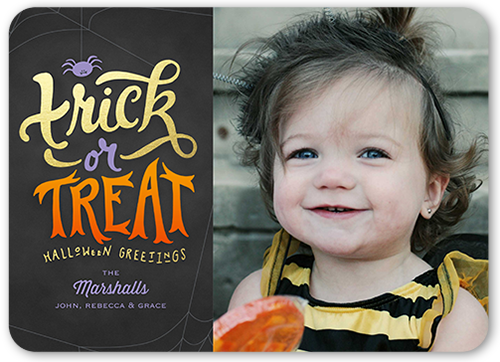 Trick Or Greetings Halloween Card, Gray, Standard Smooth Cardstock, Rounded
