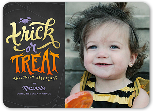 Trick Or Greetings Halloween Card, Gray, Pearl Shimmer Cardstock, Rounded