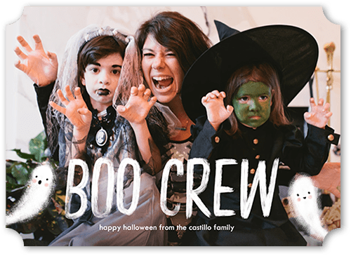 The Boo Crew Halloween Card, White, 5x7 Flat, Pearl Shimmer Cardstock, Ticket