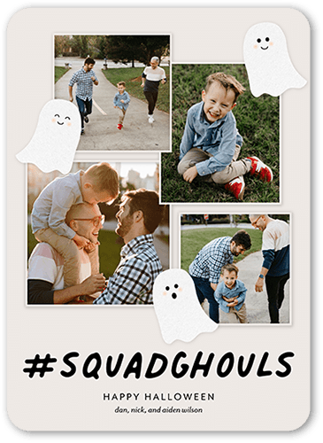 Squad Ghouls Halloween Card, Grey, 5x7 Flat, 100% Recycled Cardstock , Rounded