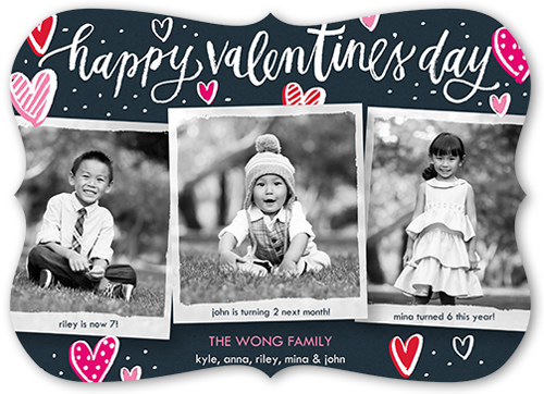 Charming Hearts Valentine's Card, Blue, Pearl Shimmer Cardstock, Bracket