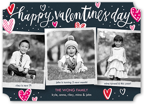 Charming Hearts Valentine's Card, Blue, 100% Recycled Cardstock , Ticket