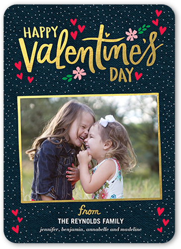 Sparkling Valentine's Valentine's Card, Blue, White, Standard Smooth Cardstock, Rounded