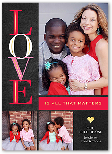 Love Matters Valentine's Card, Grey, Luxe Double-Thick Cardstock, Square, Charcoal