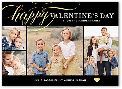 Scripted Romance Valentine's Card, Black, 100% Recycled Cardstock , Square, Black