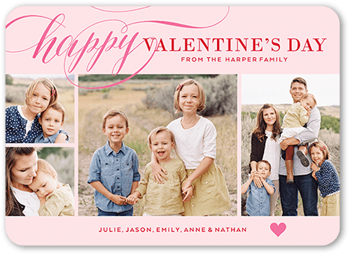 Scripted Romance Valentine's Card, Pink, 100% Recycled Cardstock , Rounded