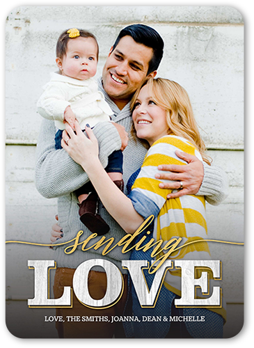 Rustic Affection Valentine's Card, Yellow, 100% Recycled Cardstock , Rounded