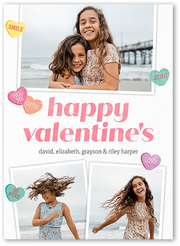 Candy Love Valentine's Card, White, 5x7 Flat, 100% Recycled Cardstock , Square