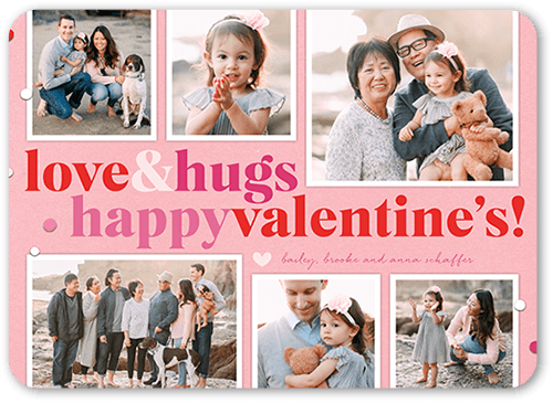 Confetti Hugs Valentine's Card, Pink, 5x7 Flat, Matte, Signature Smooth Cardstock, Rounded