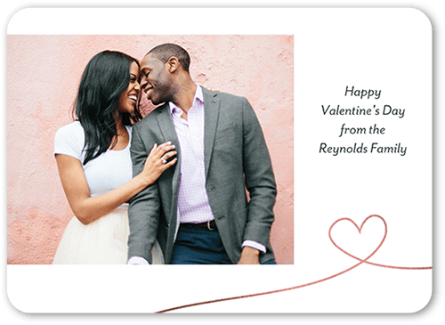 String Heart Valentine's Card, White, 5x7 Flat, Pearl Shimmer Cardstock, Rounded, White