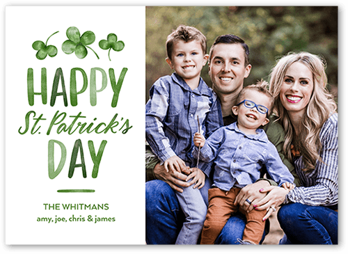Happy Shamrock St. Patrick's Day Card, White, 5x7 Flat, Matte, Signature Smooth Cardstock, Square