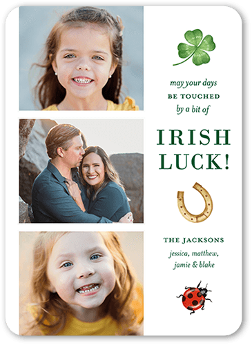 Lucky Symbols St. Patrick's Day Card, White, 5x7 Flat, 100% Recycled Cardstock , Rounded