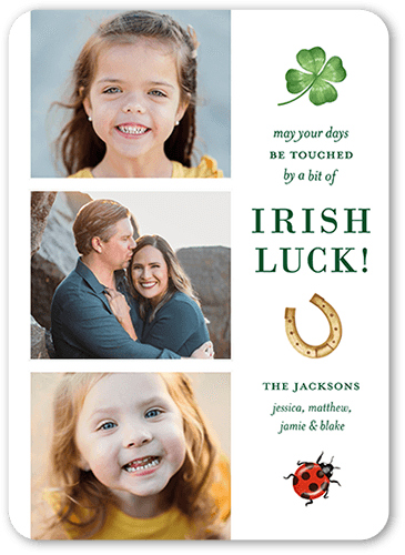 Lucky Symbols St. Patrick's Day Card, White, 5x7 Flat, Standard Smooth Cardstock, Rounded