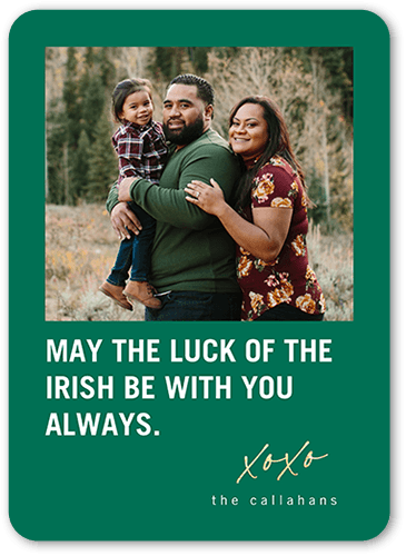 Lucky Sentiment St. Patrick's Day Card, Green, 5x7 Flat, 100% Recycled Cardstock , Rounded
