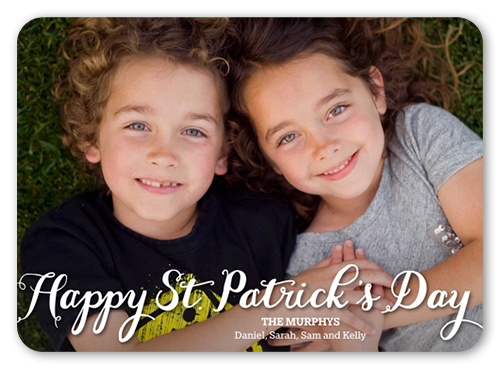 Scripted Sentiments St. Patrick's Day Card, White, 100% Recycled Cardstock , Rounded