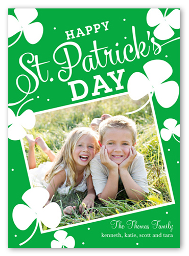 Cheer And Luck St. Patrick's Day Card, Green, Pearl Shimmer Cardstock, Square